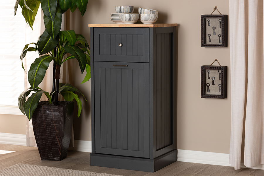 Baxton Studio Marcel Farmhouse And Coastal Dark Grey And Oak Brown