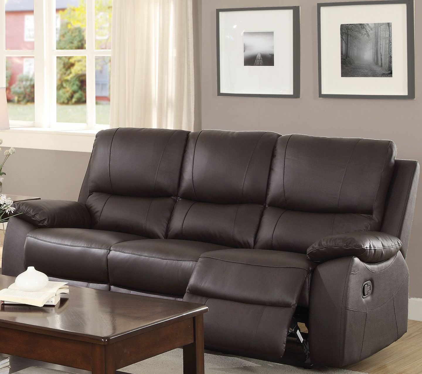 Greeley Brown Double Reclining Sofa 1stopbedrooms