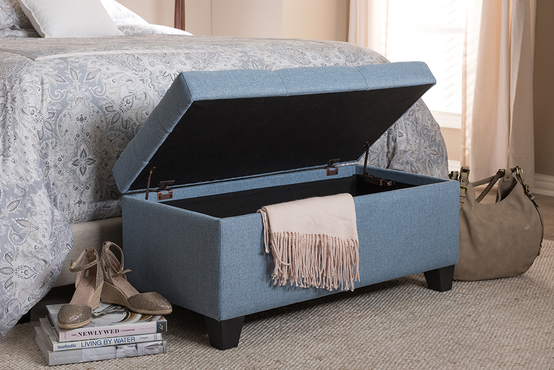 Baxton Studio Michaela Modern And Contemporary Light Blue Fabric Upholstered Storage Ottoman 1stopbedrooms