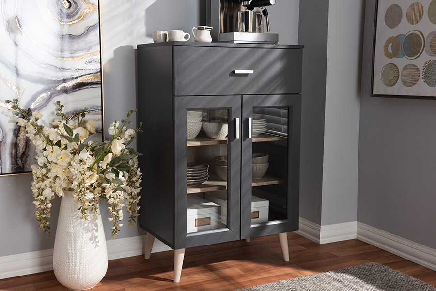 Baxton Studio Jonas Modern And Contemporary Dark Grey And Oak