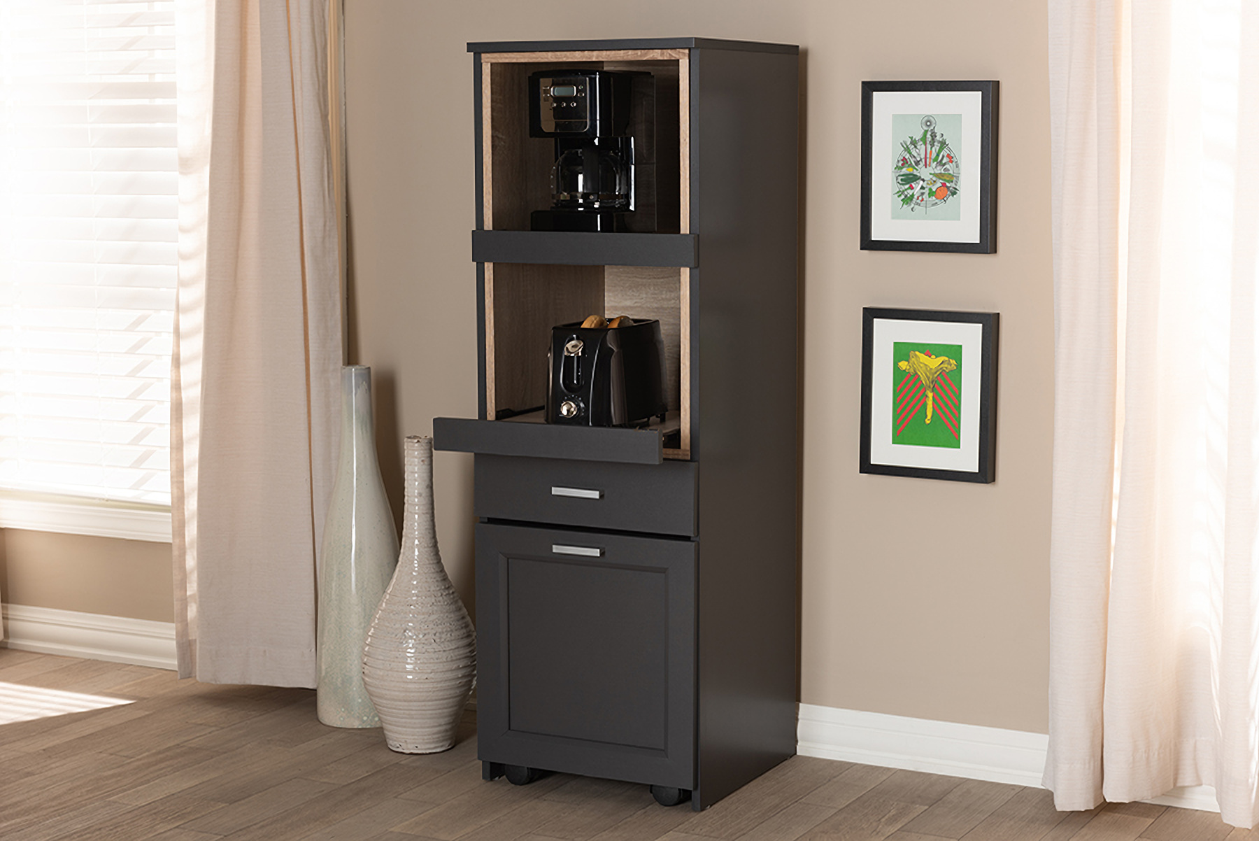 Baxton Studio Fabian Modern And Contemporary Dark Grey And Oak