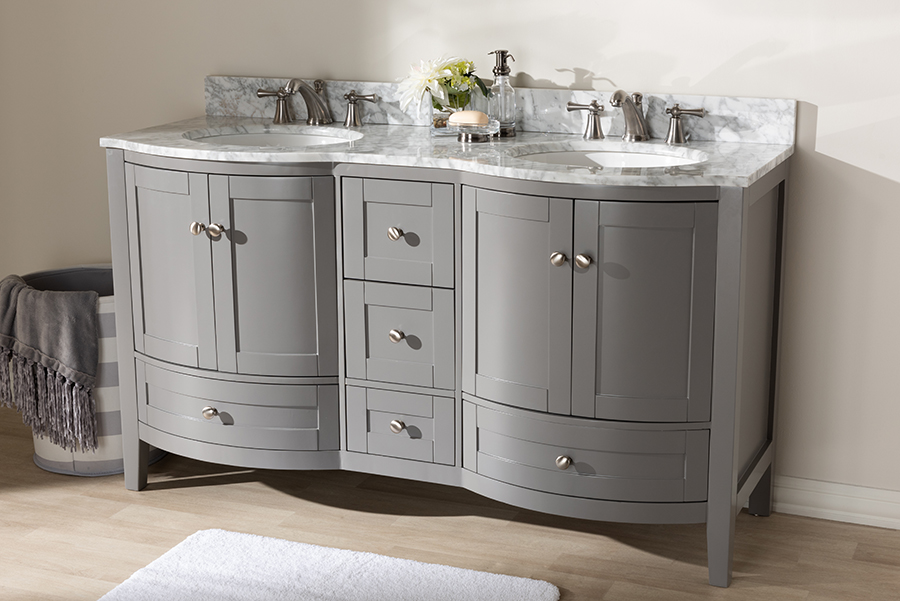 Baxton Studio Nicole 60 Inch Transitional Grey Finished Wood And