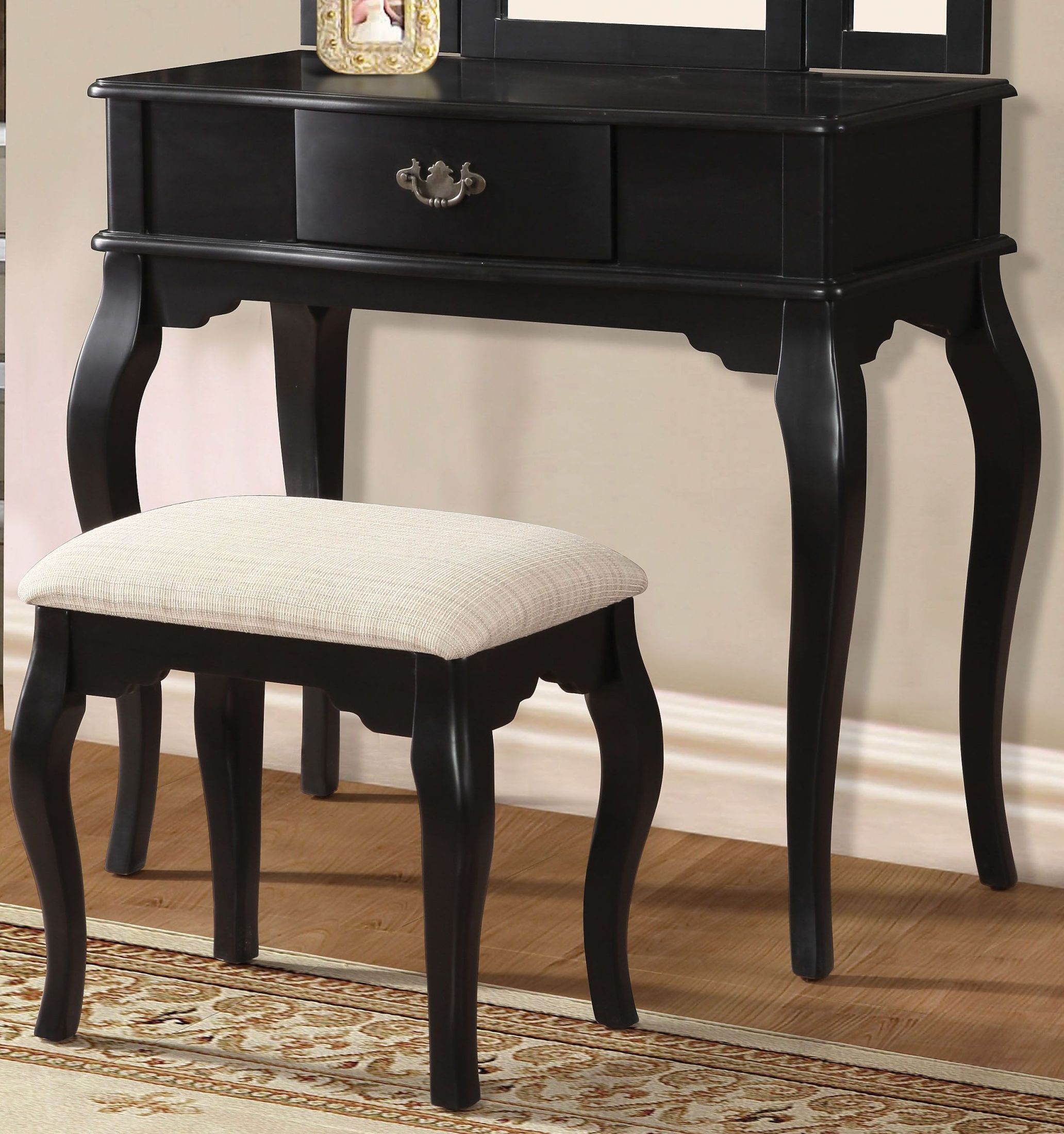 Maren Black Vanity Desk With Stool 1stopbedrooms