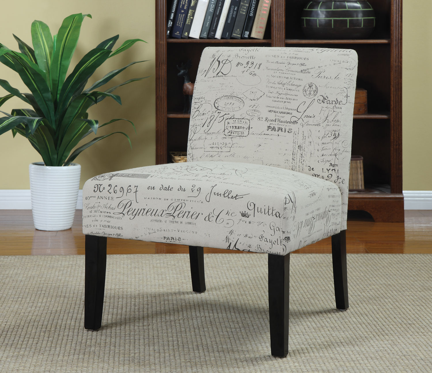 Finley French Script Pattern Accent Chair 1stopbedrooms