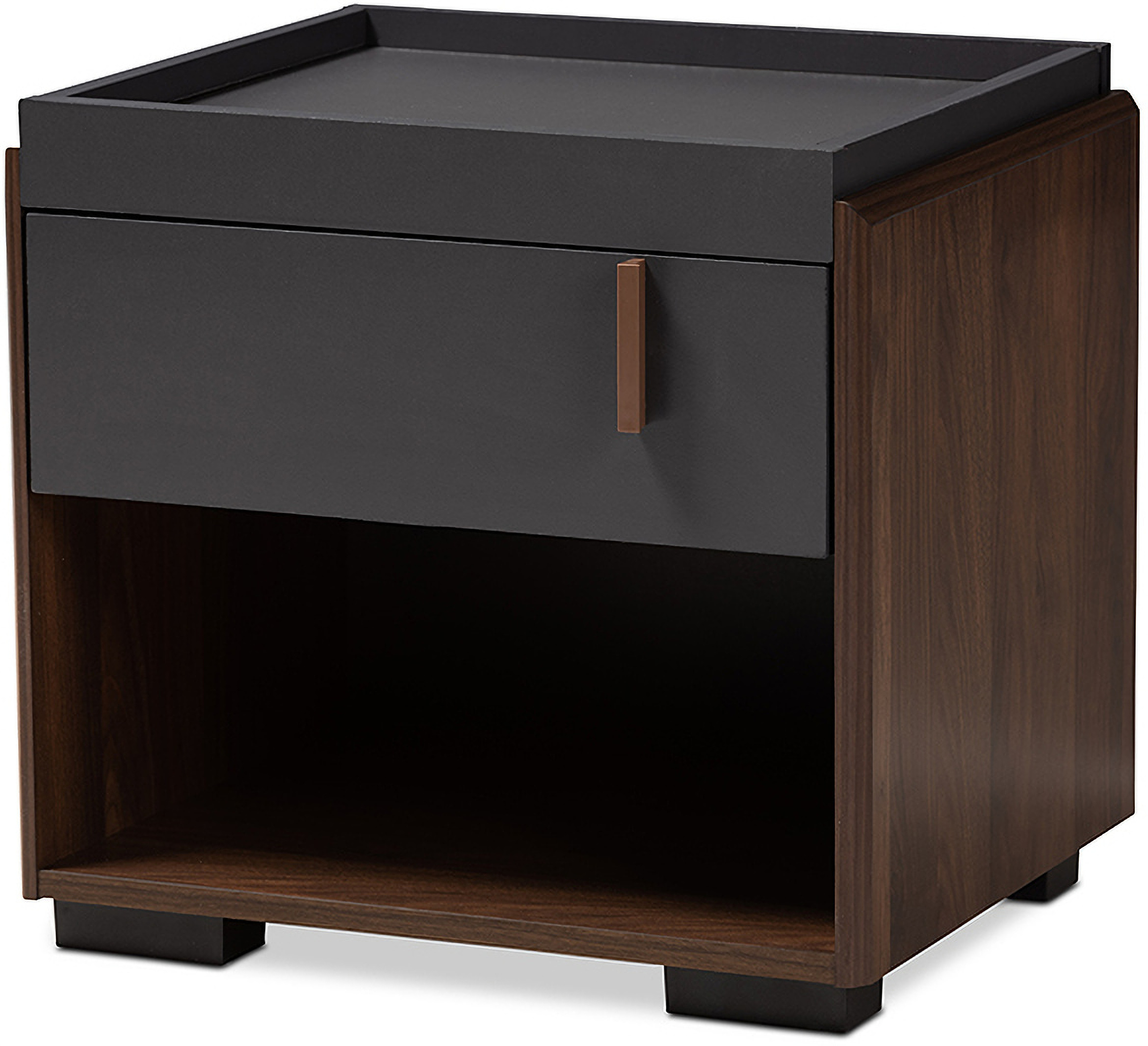 Baxton Studio Rikke Modern And Contemporary Two Tone Gray And Walnut Finished Wood 1 Drawer Nightstand 1stopbedrooms
