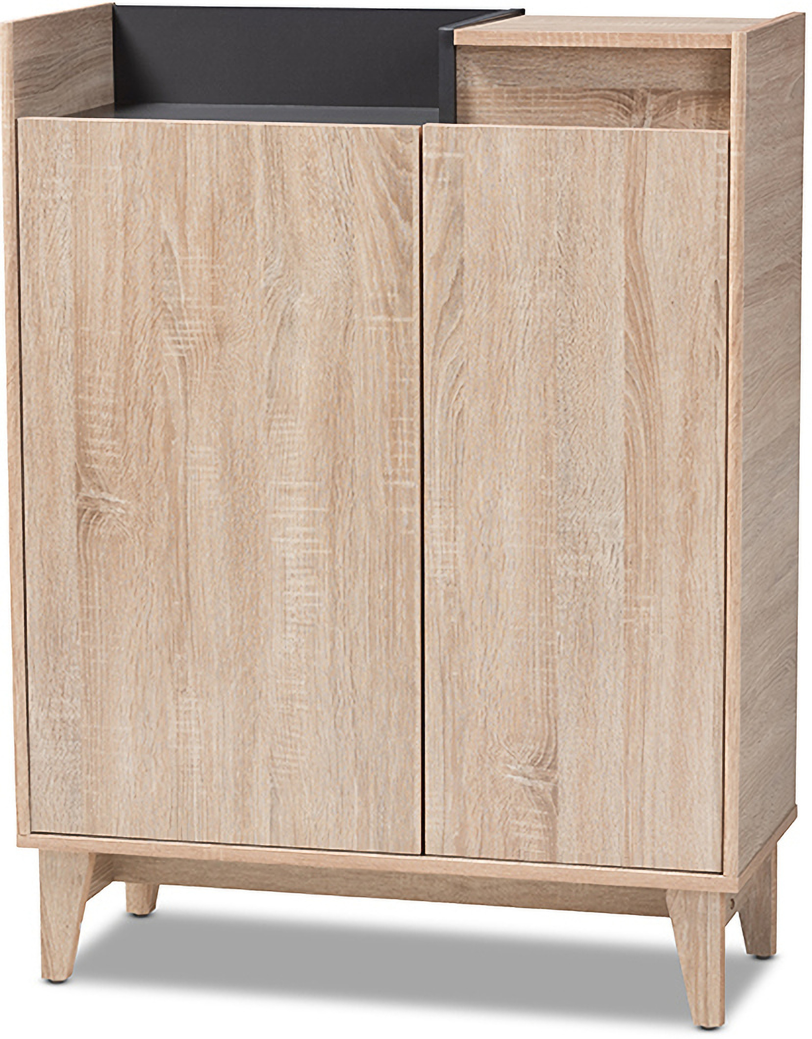 Baxton Studio Fella Mid Century Modern Two Tone Oak Brown And Dark