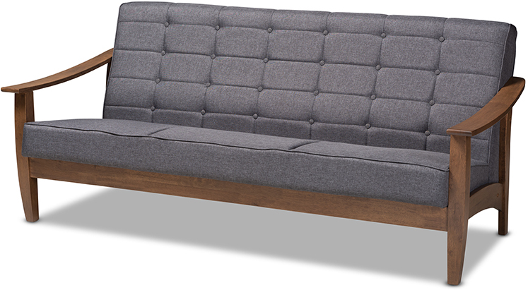 Baxton Studio Larsen Mid Century Modern Gray Fabric Upholstered