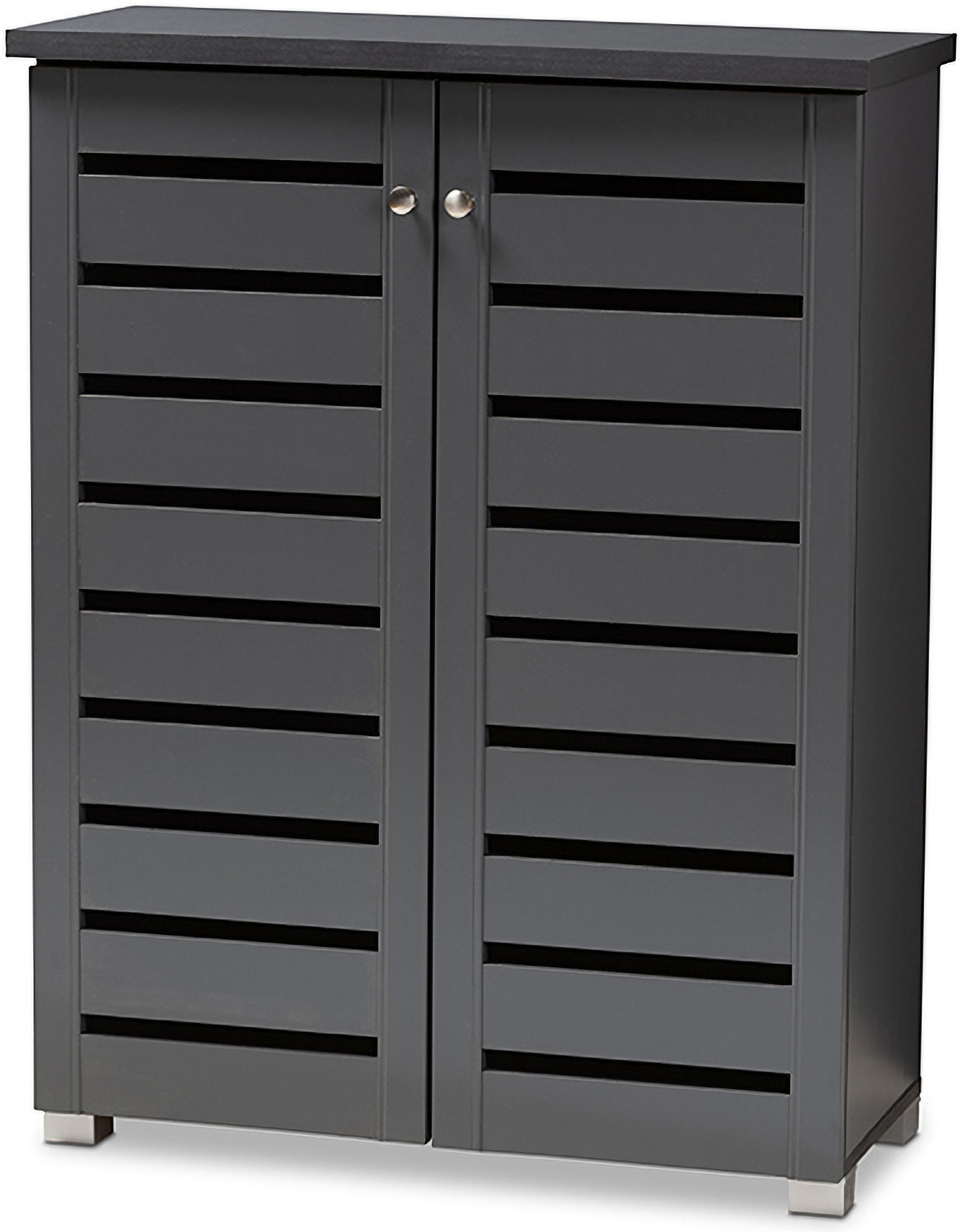 Baxton Studio Adalwin Modern And Contemporary Dark Gray 2 Door Wooden Entryway Shoe Storage Cabinet