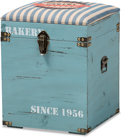 Baxton Studio Caye Vintage Striped Fabric Upholstered Light Blue