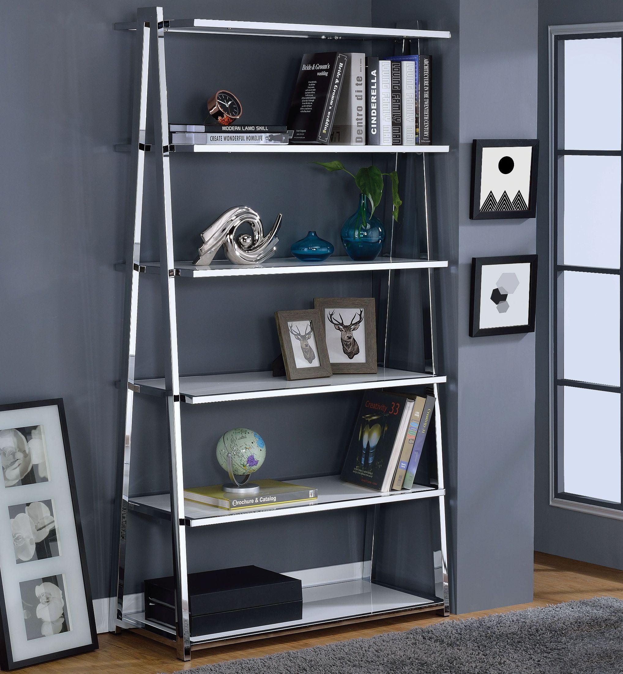 Coleen White High Gloss Bookshelf 1stopbedrooms