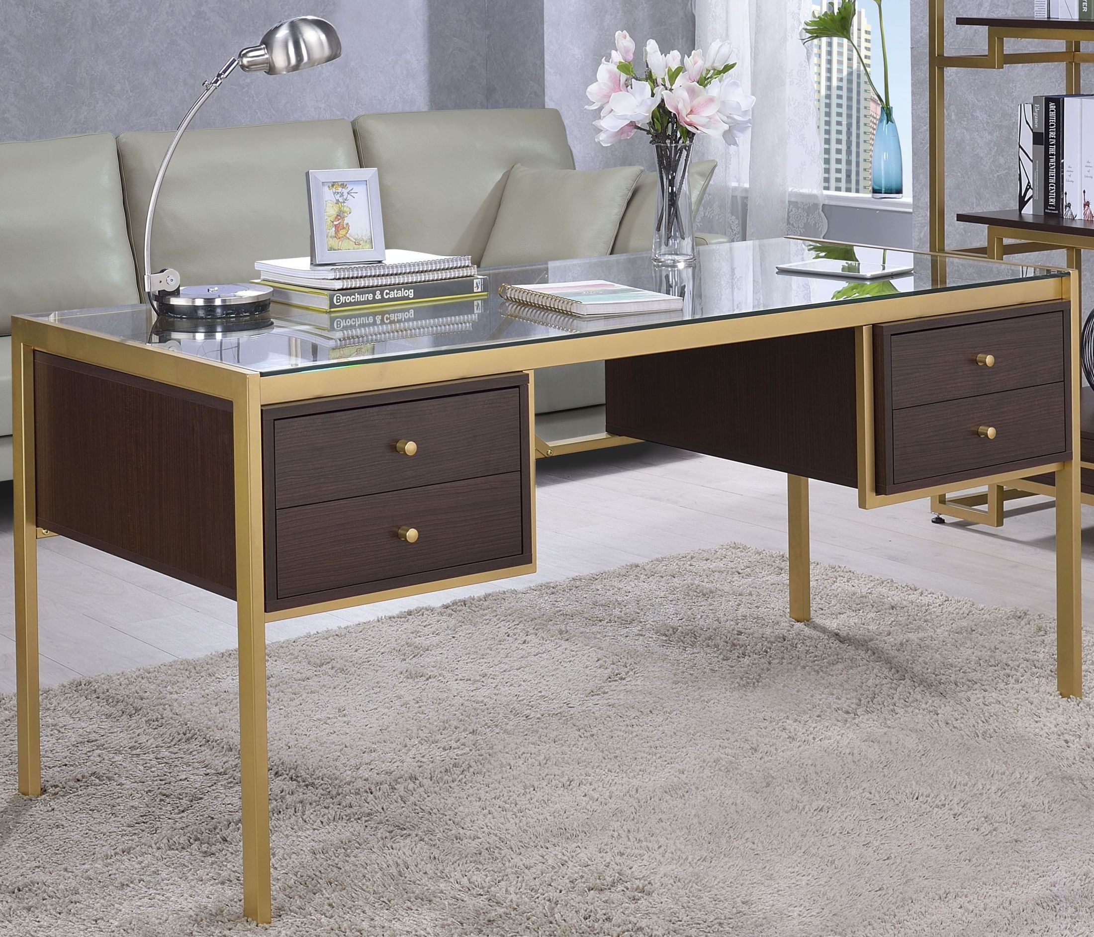 Yumia Gold And Clear Glass Desk 1stopbedrooms