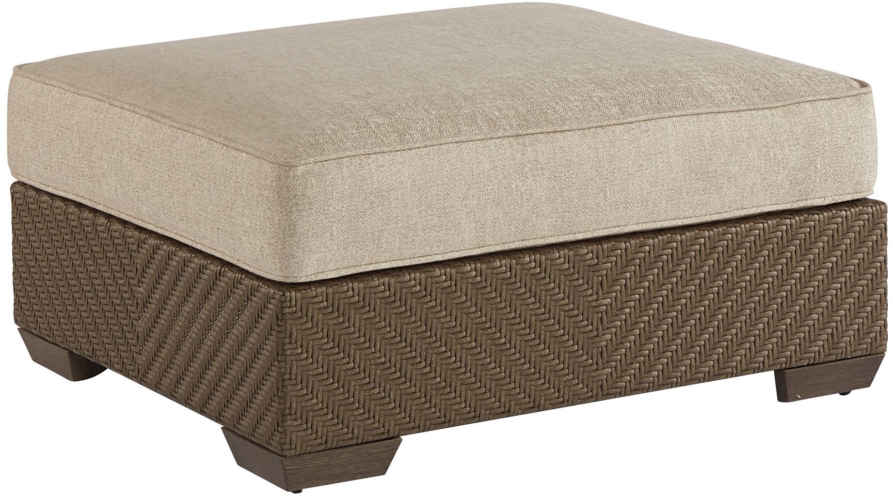 Arch Salvage Sweet Grass Florence Outdoor Wicker Upholstered Storage Ottoman 1stopbedrooms