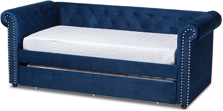 Baxton Studio Mabelle Modern And Contemporary Navy Blue Velvet