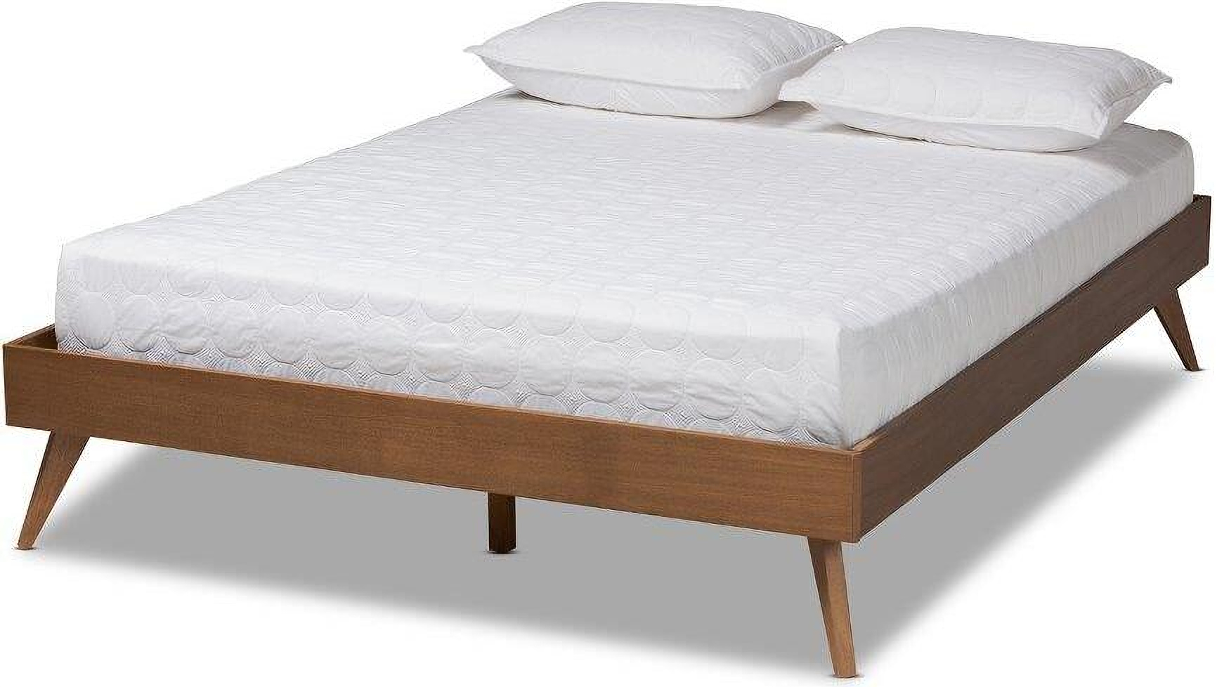 Baxton Studio Lissette Mid Century Modern Walnut Brown Finished Wood Queen Size Platform Bed Frame 1stopbedrooms
