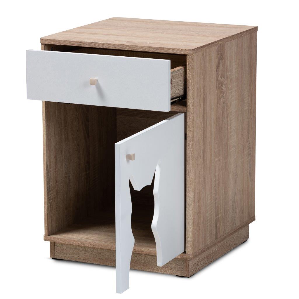 Baxton Studio Engel Modern And Contemporary Two Tone Oak And White
