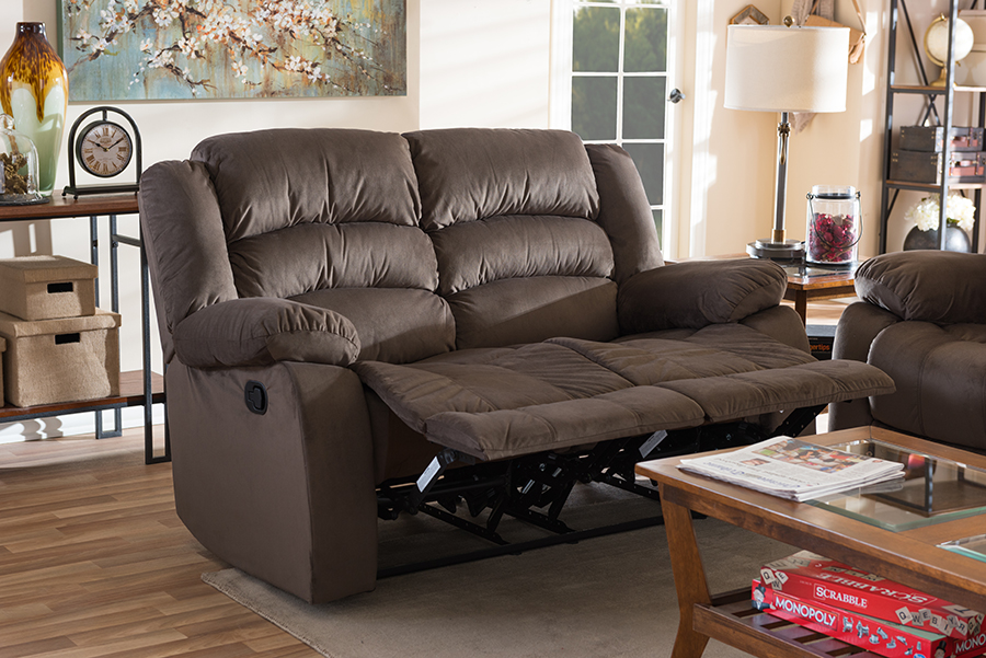 Baxton Studio Hollace Modern And Contemporary Taupe Microsuede 2