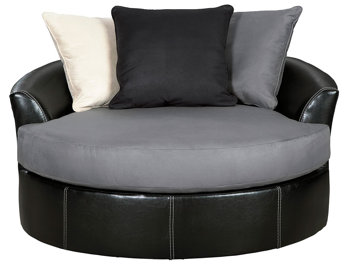 Jacurso Charcoal Oversized Swivel Accent Chair ...