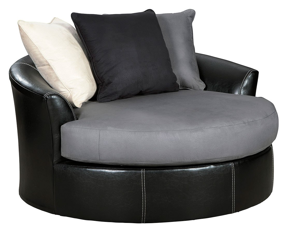 Jacurso Charcoal Oversized Swivel Accent Chair ...