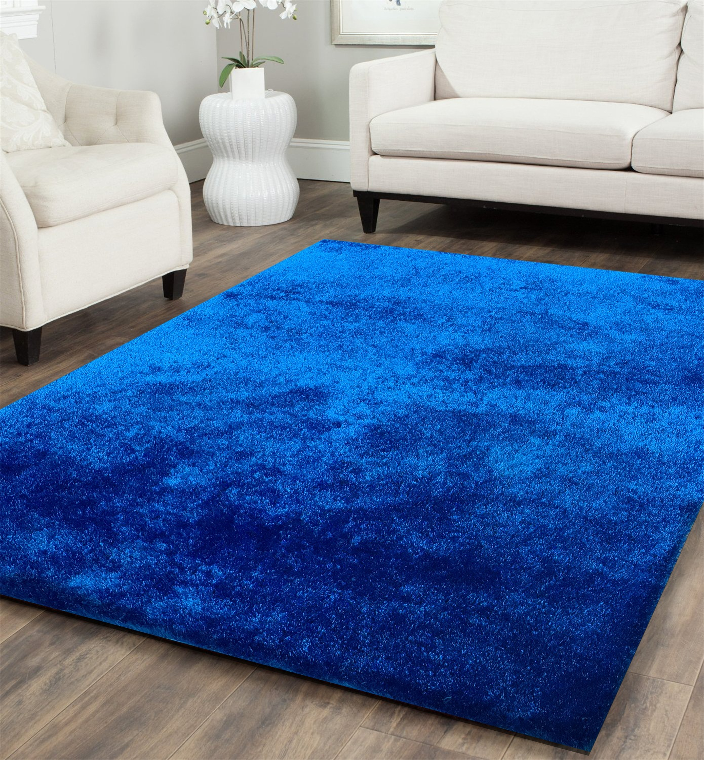 Fuzzy Electro Blue Area Rug 5 X 7 1stopbedrooms