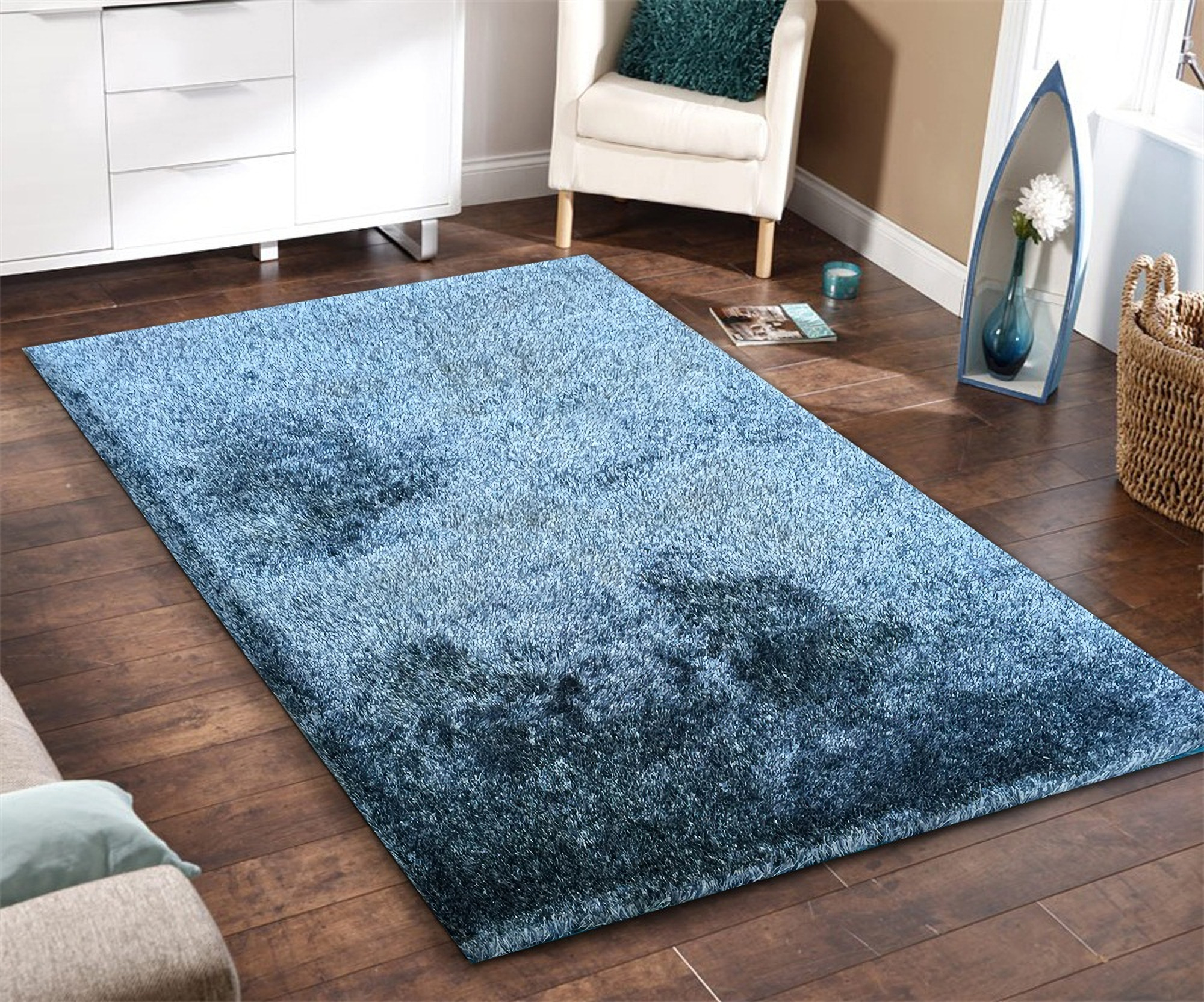 Fuzzy 2 Tone Blue Area Rug 8 X 11 1stopbedrooms
