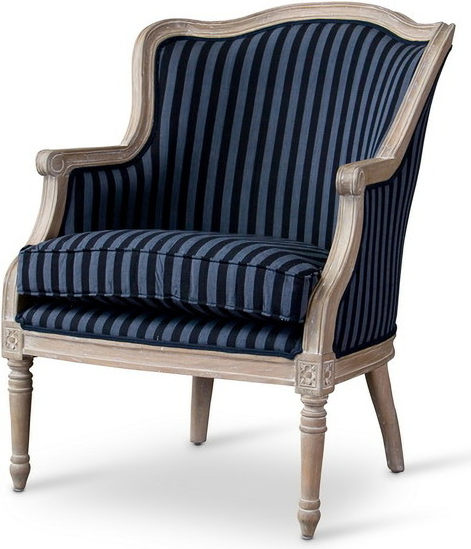 Baxton Studio Charlemagne Traditional French Black And Grey Striped Accent Chair 1stopbedrooms