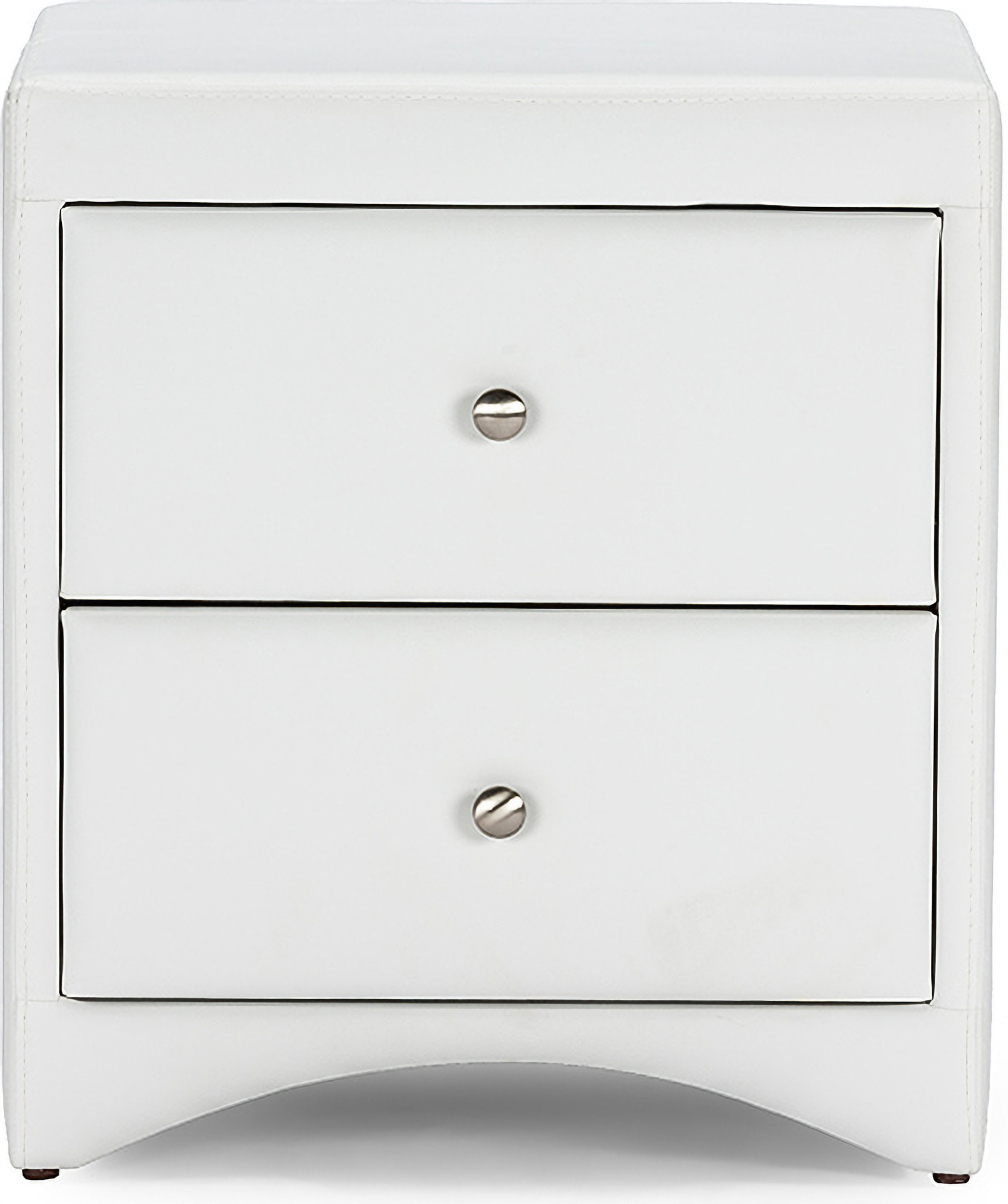 Baxton Studio Dorian White Faux Leather Upholstered Modern Nightstand 1stopbedrooms