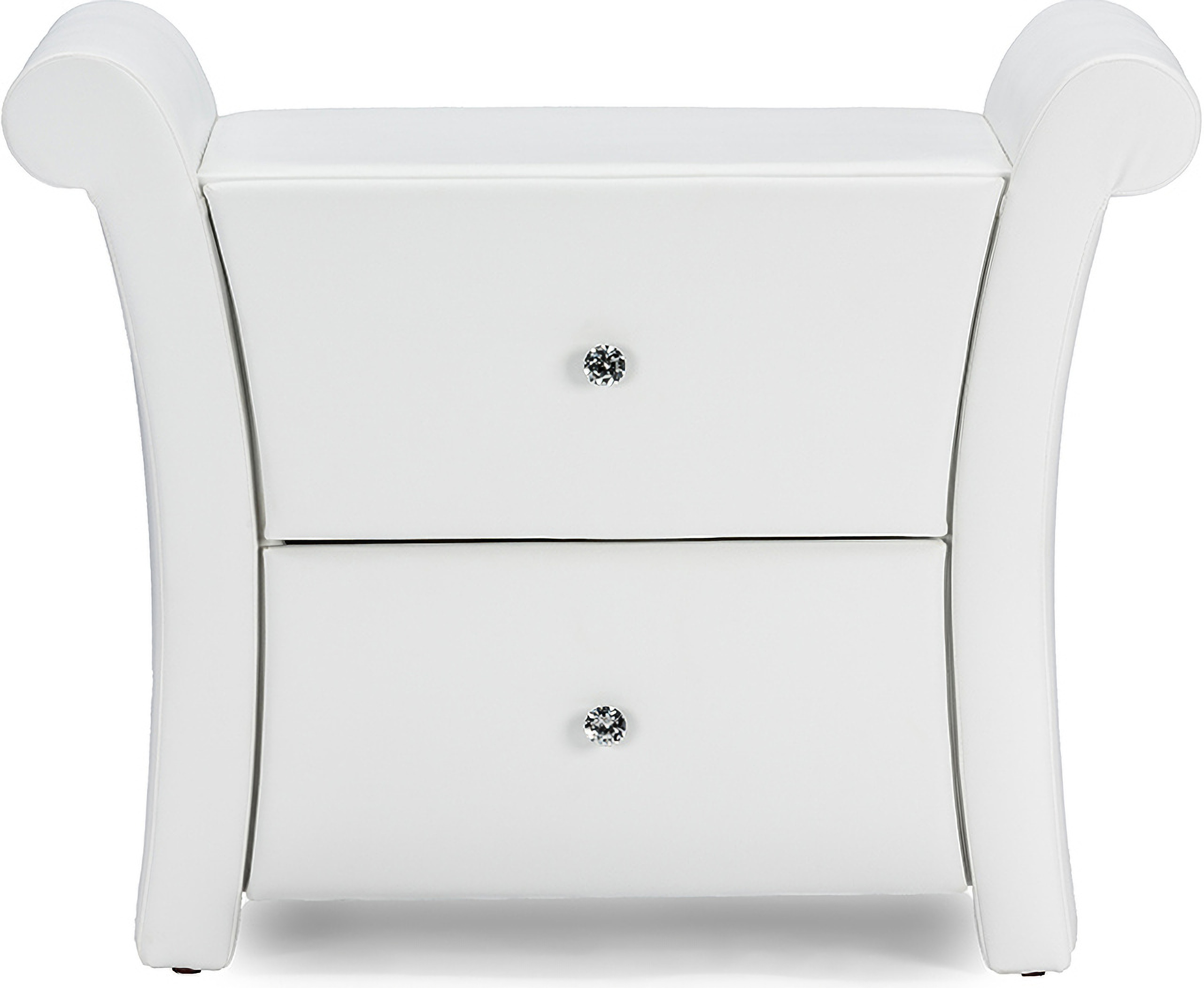 Baxton Studio Victoria Matte White Pu Leather 2 Storage Drawers Nightstand Bedside Table 1stopbedrooms