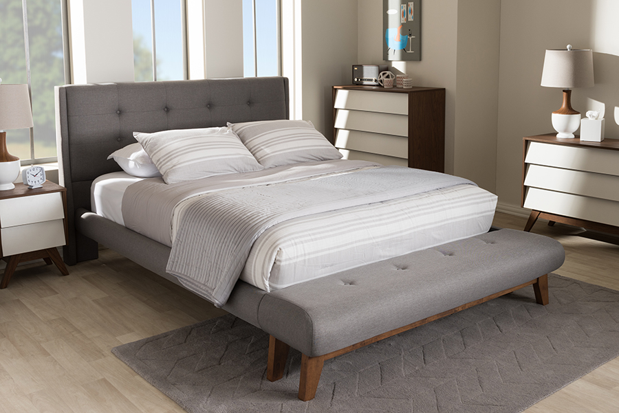 Baxton Studio Reena Modern And Contemporary Grey Fabric Full Size