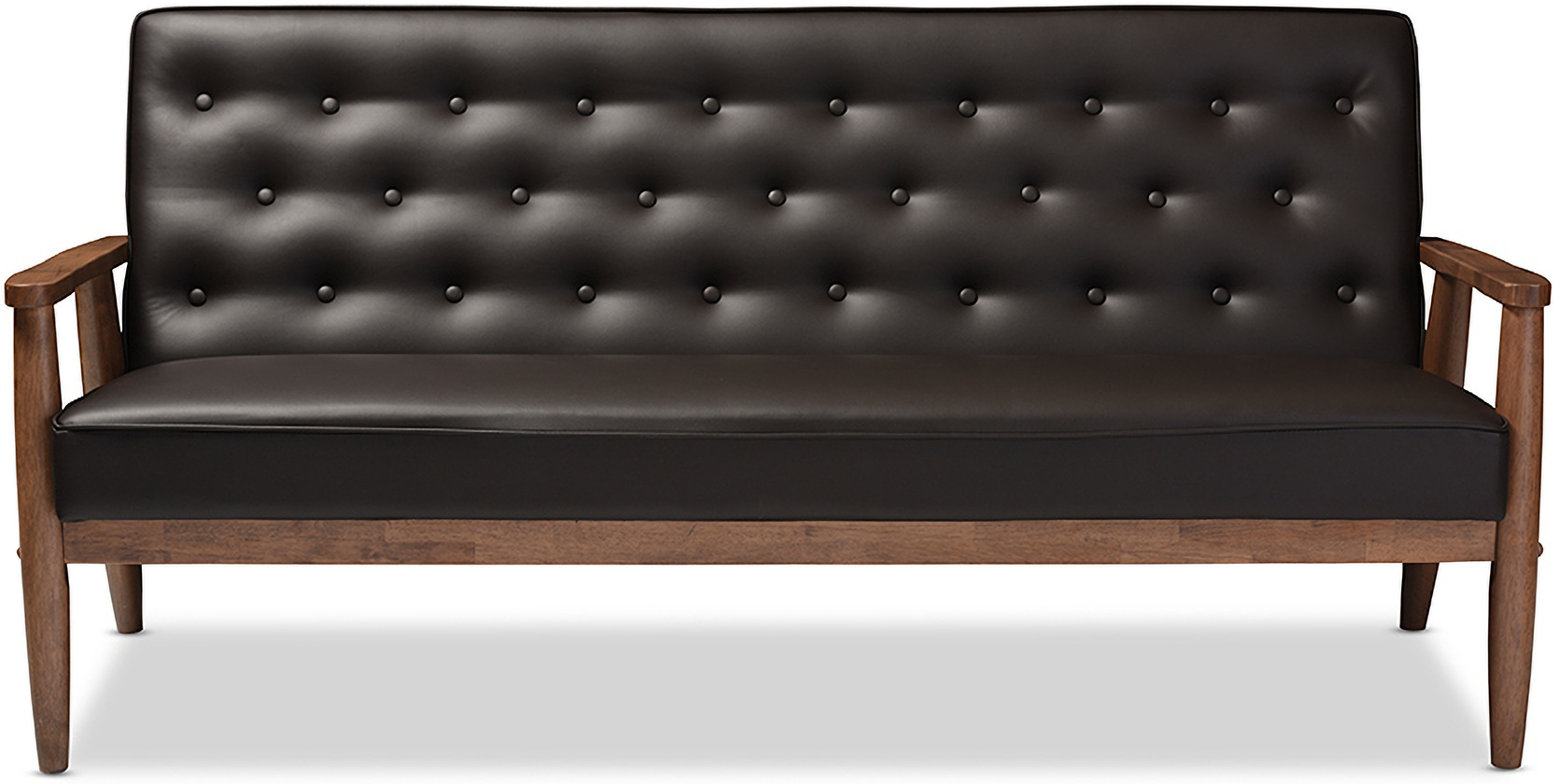 Baxton Studio Sorrento Mid Century Retro Modern Brown Faux Leather