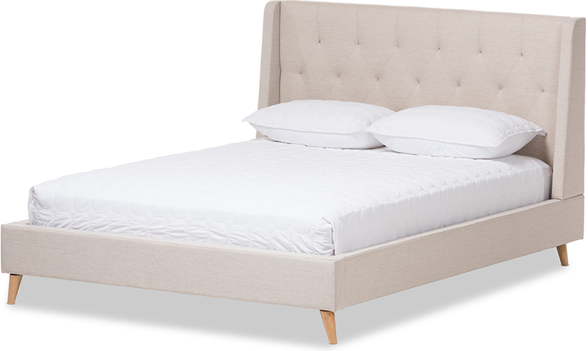 Baxton Studio Adelaide Retro Modern Light Beige Fabric ...
