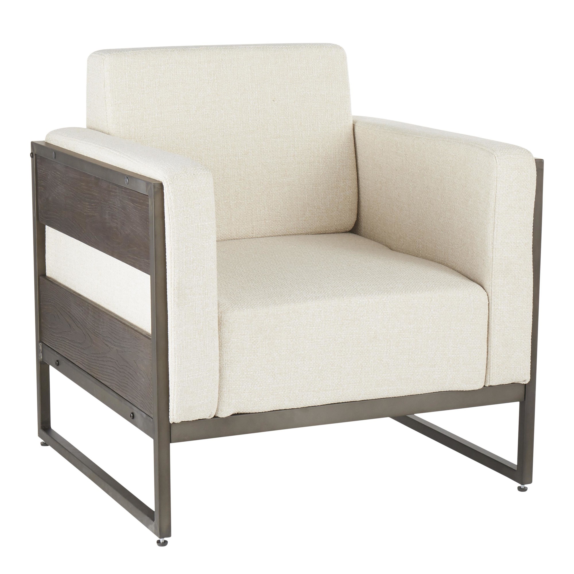 Drift Lounge Chair In Antique Metal With Cream Noise Fabric And Espresso Wood 1stopbedrooms