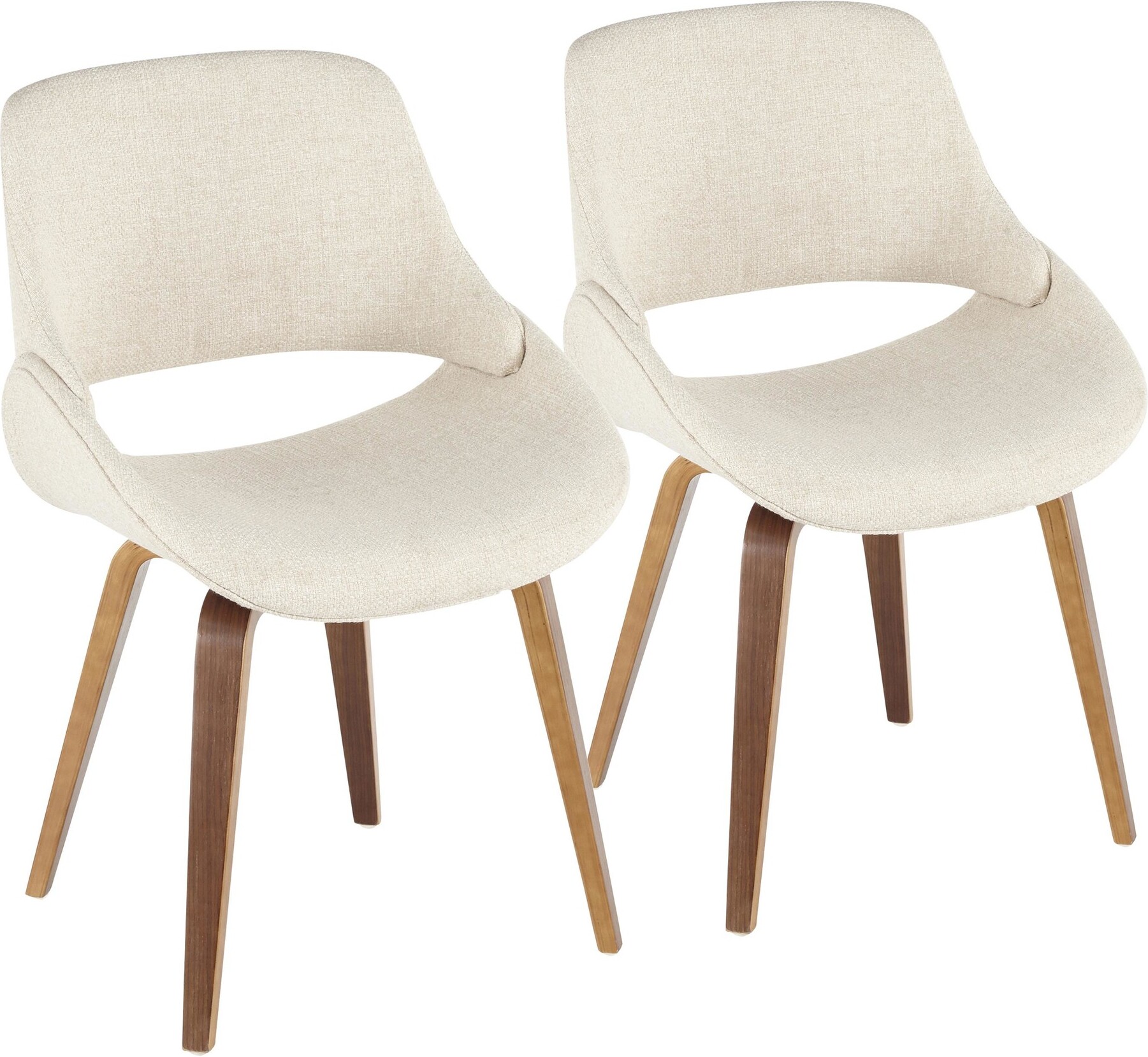 Fabrico Modern Dining Accent Chair In Walnut And Cream Noise