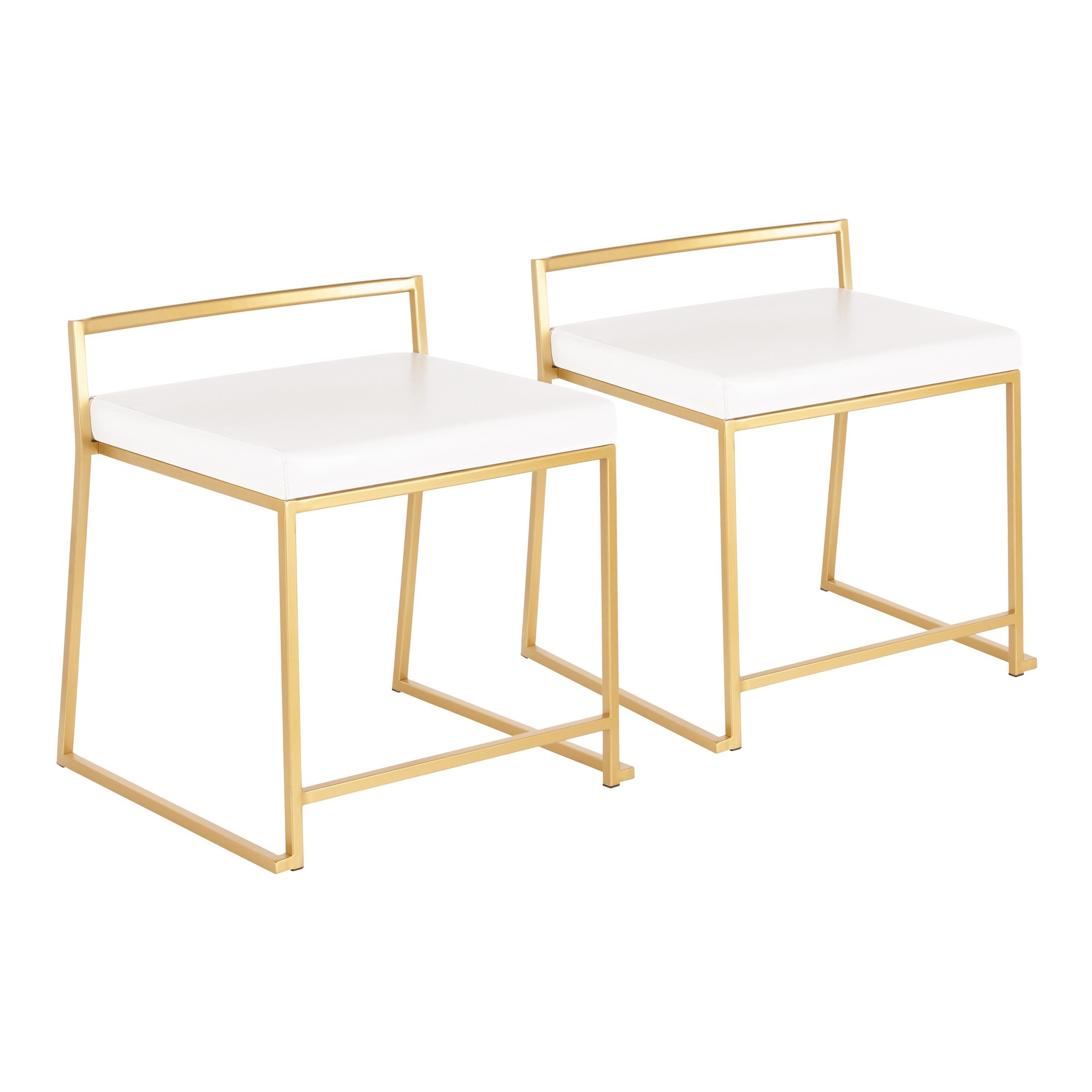 Fuji Stackable Dining Chair In Gold Metal And White Faux Leather - White Leather Dining Chairs Au Fuji Stackable Dining Chair In Gold Metal And White Faux Leather - White Leather Dining Chairs Au