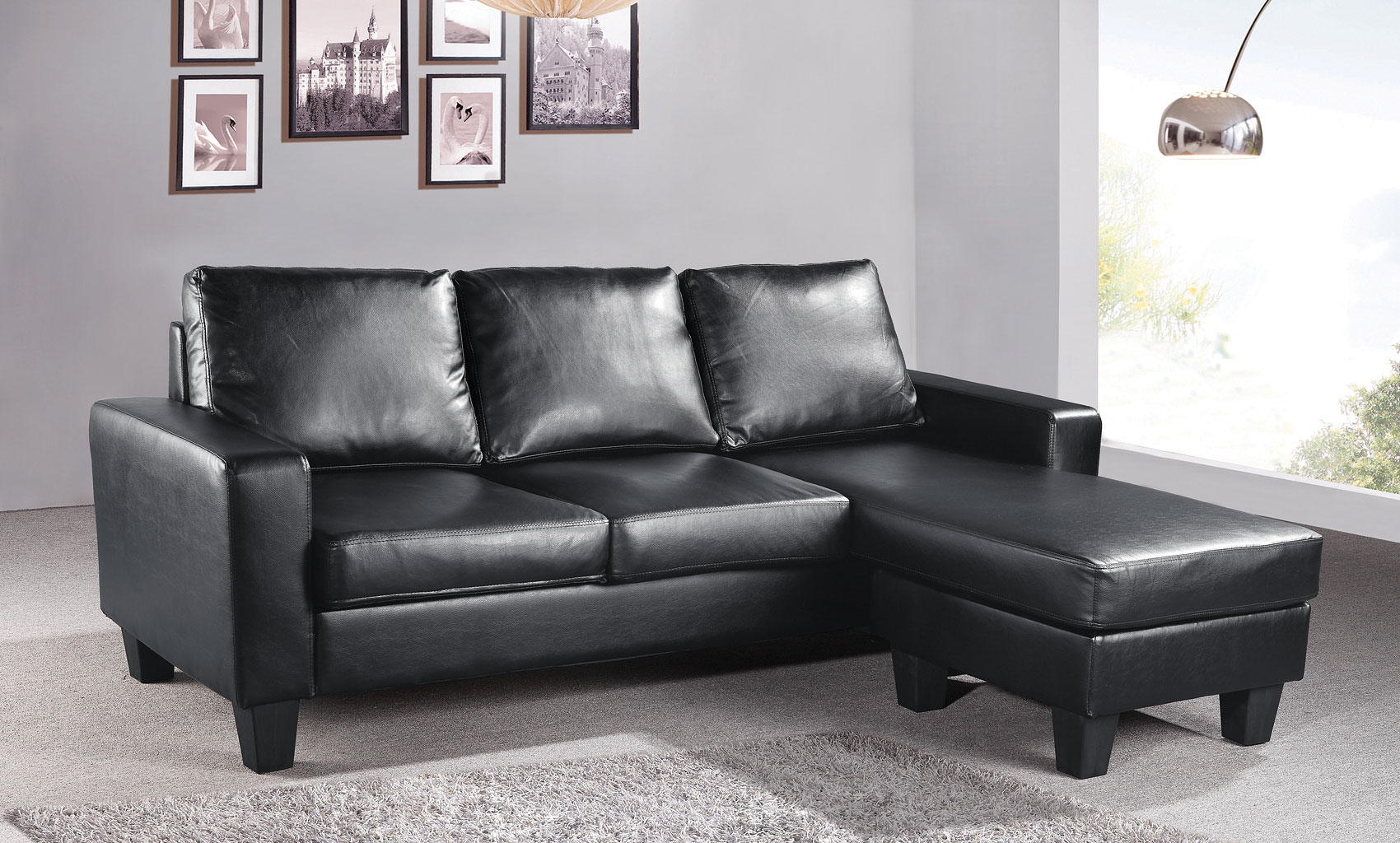 G213 Sofa Chaise Black 1stopbedrooms