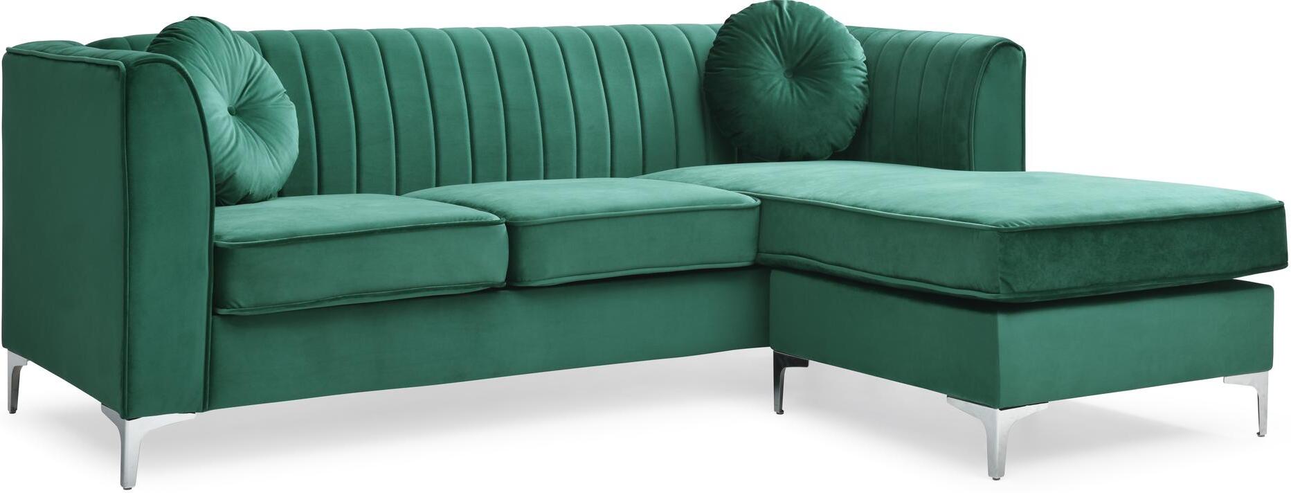 Glory Furniture Delray Velvet Sectional Sofa G792bsc Green