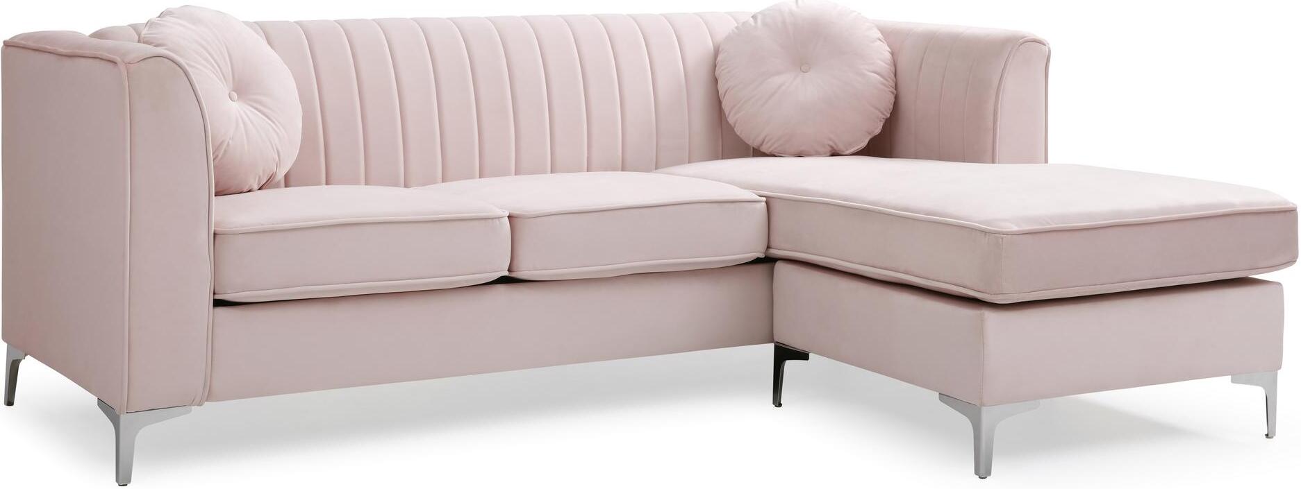 Glory Furniture Delray Velvet Sectional Sofa G794bsc Pink