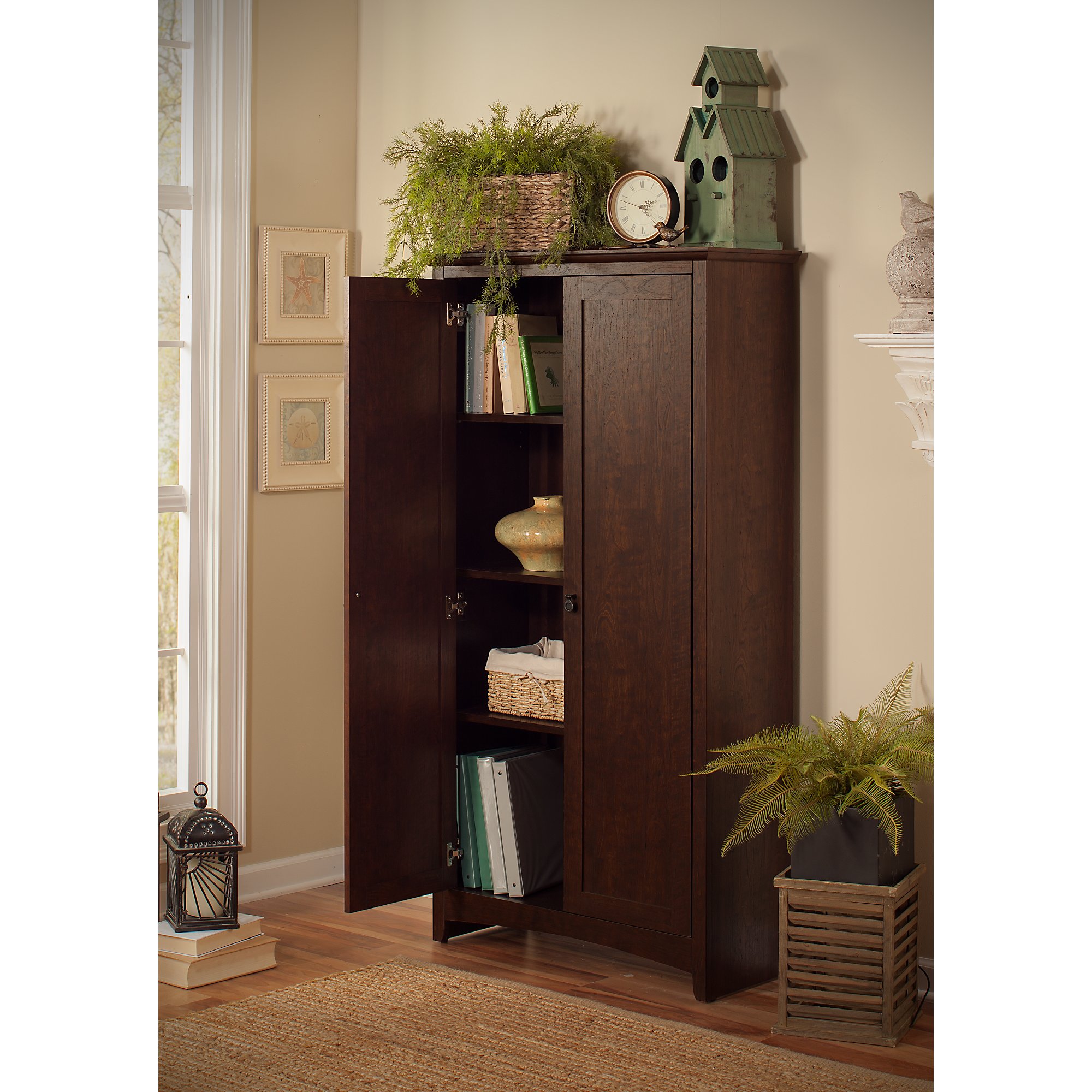 Bush Furniture Buena Vista Tall Storage Cabinet with Doors ...