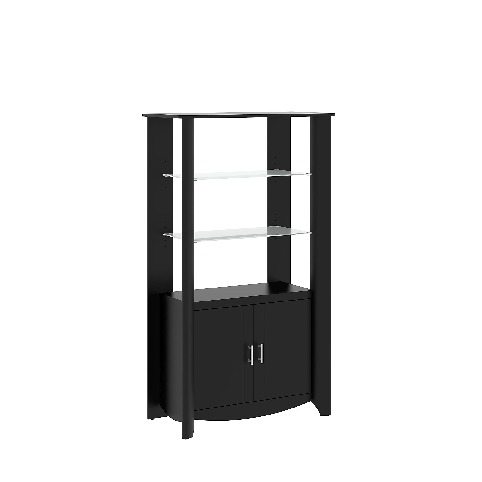 Bush Furniture Aero Tall Library Storage Cabinet With Doors In Classic Black 1stopbedrooms