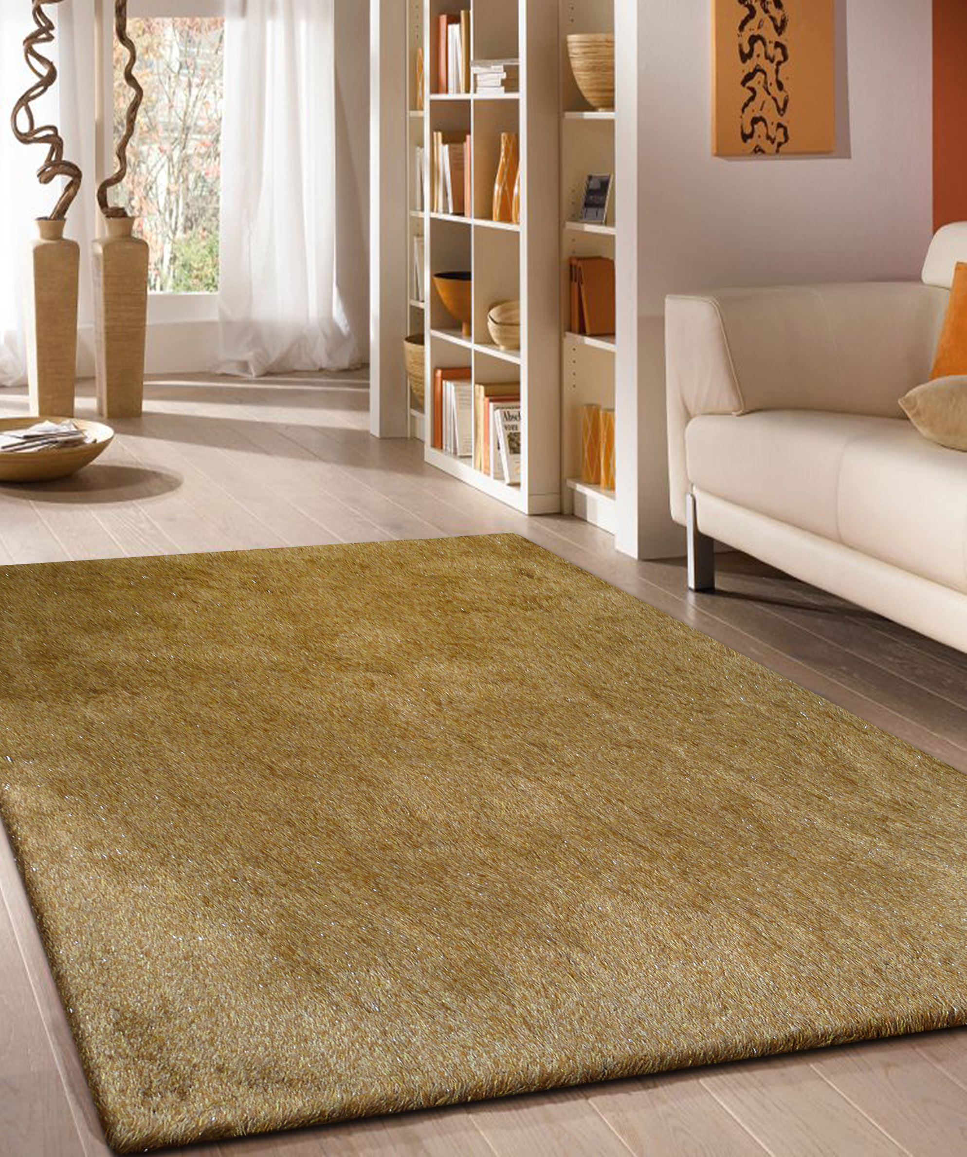 Fancy Gold Shaggy Area Rug 5 X 7 1stopbedrooms