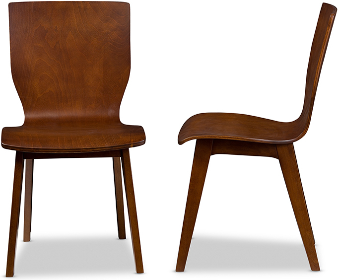 Baxton Studio Elsa Mid Century Modern Scandinavian Style Dark Walnut Bent Wood Dining Chair Set Of 2 1stopbedrooms