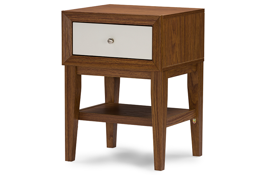 Baxton Studio Gaston Two Tone Walnut And White Modern Accent Table