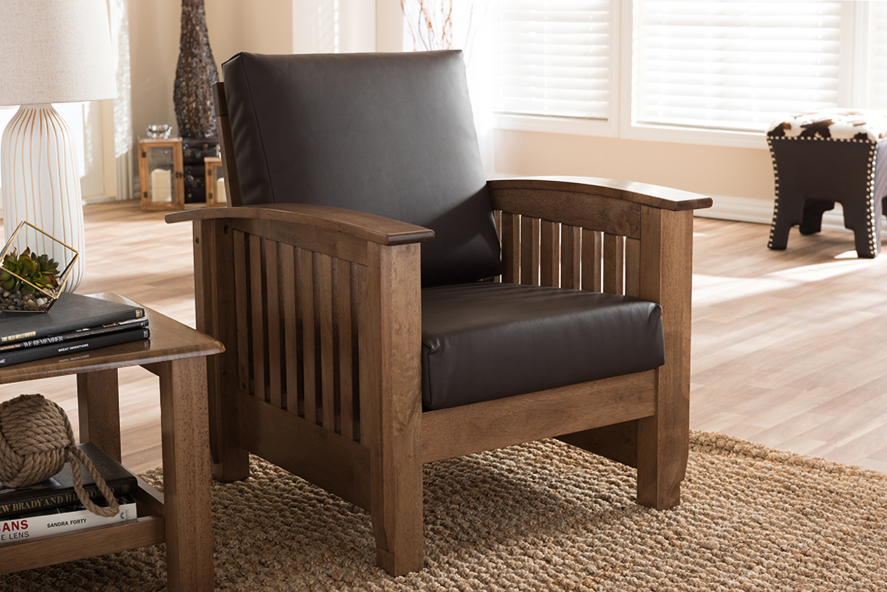 Baxton Studio Charlotte Modern Classic Mission Style Walnut Brown