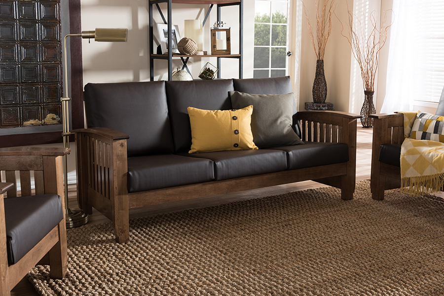 Baxton Studio Charlotte Modern Classic Mission Style Walnut Brown