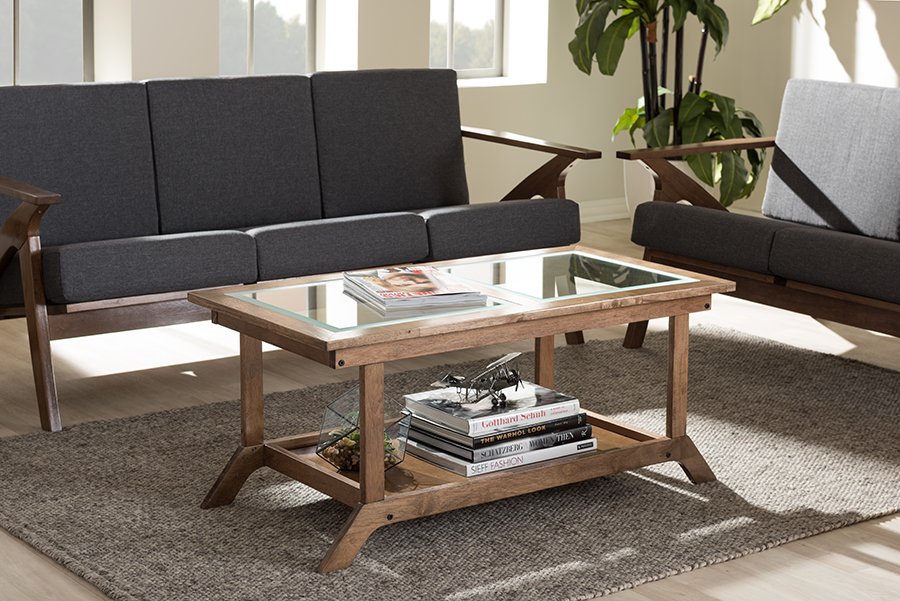 Baxton Studio Cayla Mid Century Modern Walnut Brown Wood Living