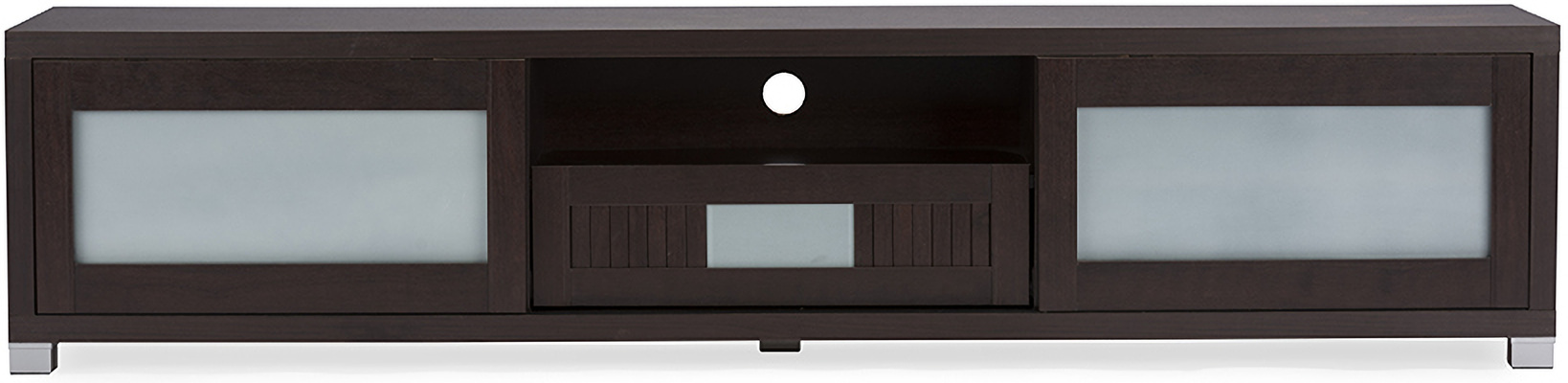 Baxton Studio Gerhardine Dark Brown Wood 70 Inch Tv Cabinet With 2 Sliding Doors And Drawer 1stopbedrooms