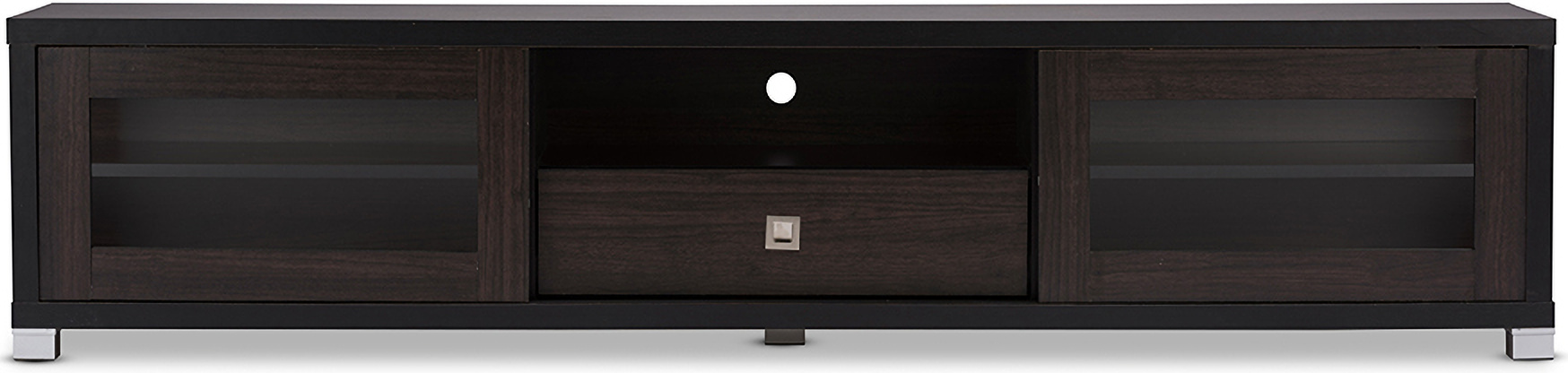 Baxton Studio Beasley 70 Inch Dark Brown Tv Cabinet With 2 Sliding Doors And Drawer 1stopbedrooms