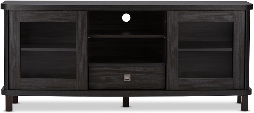 Baxton Studio Walda 60 Inch Dark Brown Wood Tv Cabinet With 2