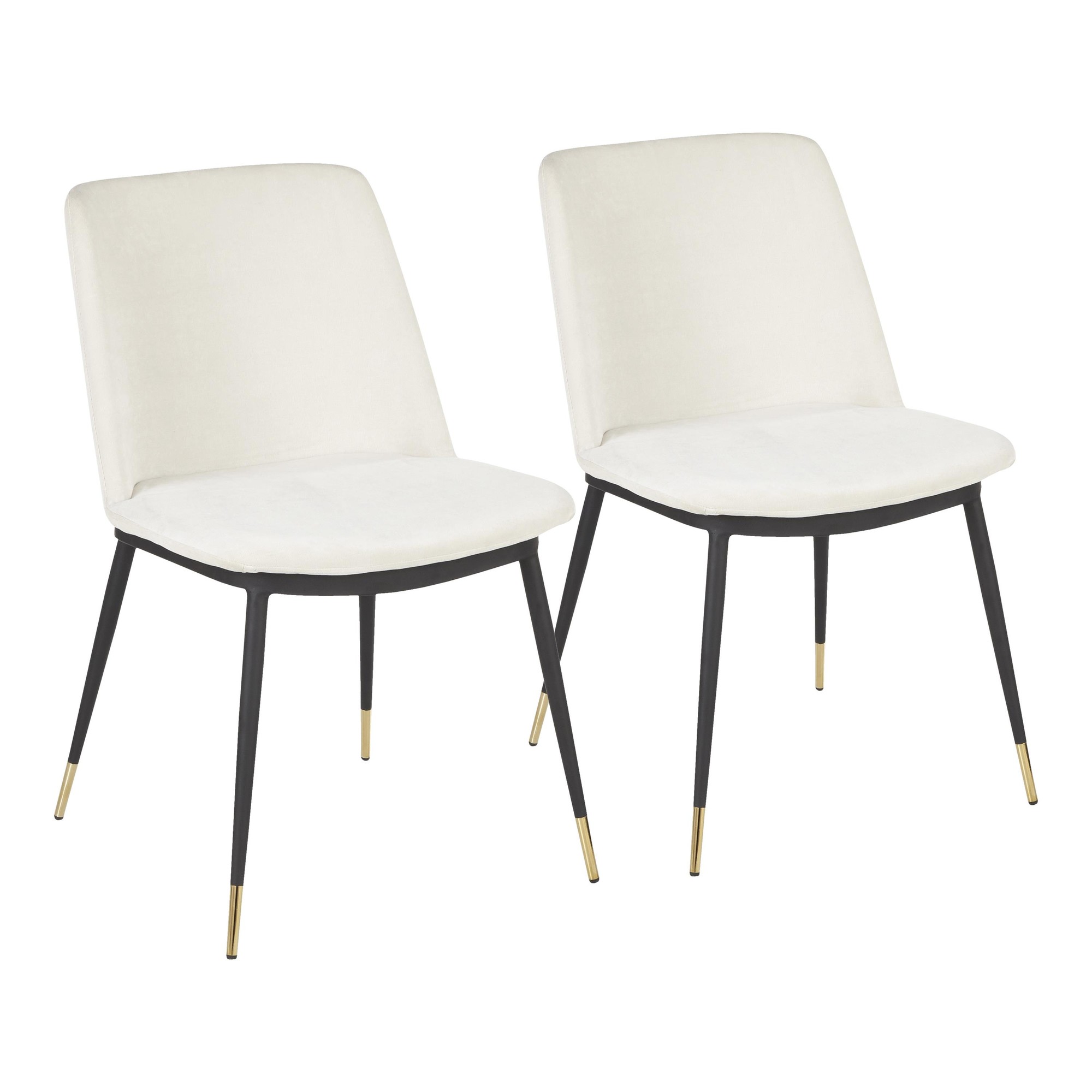 Wanda Chair With Black Metal Legs With Gold Accent And Cream