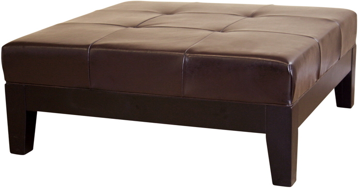 Baxton Studio Dark Brown Large Full Leather Square Cocktail Ottoman 1stopbedrooms
