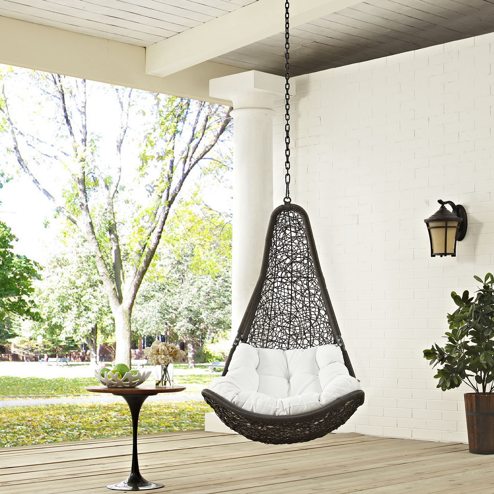 Abate Gray and White Outdoor Patio Swing Chair Without ...